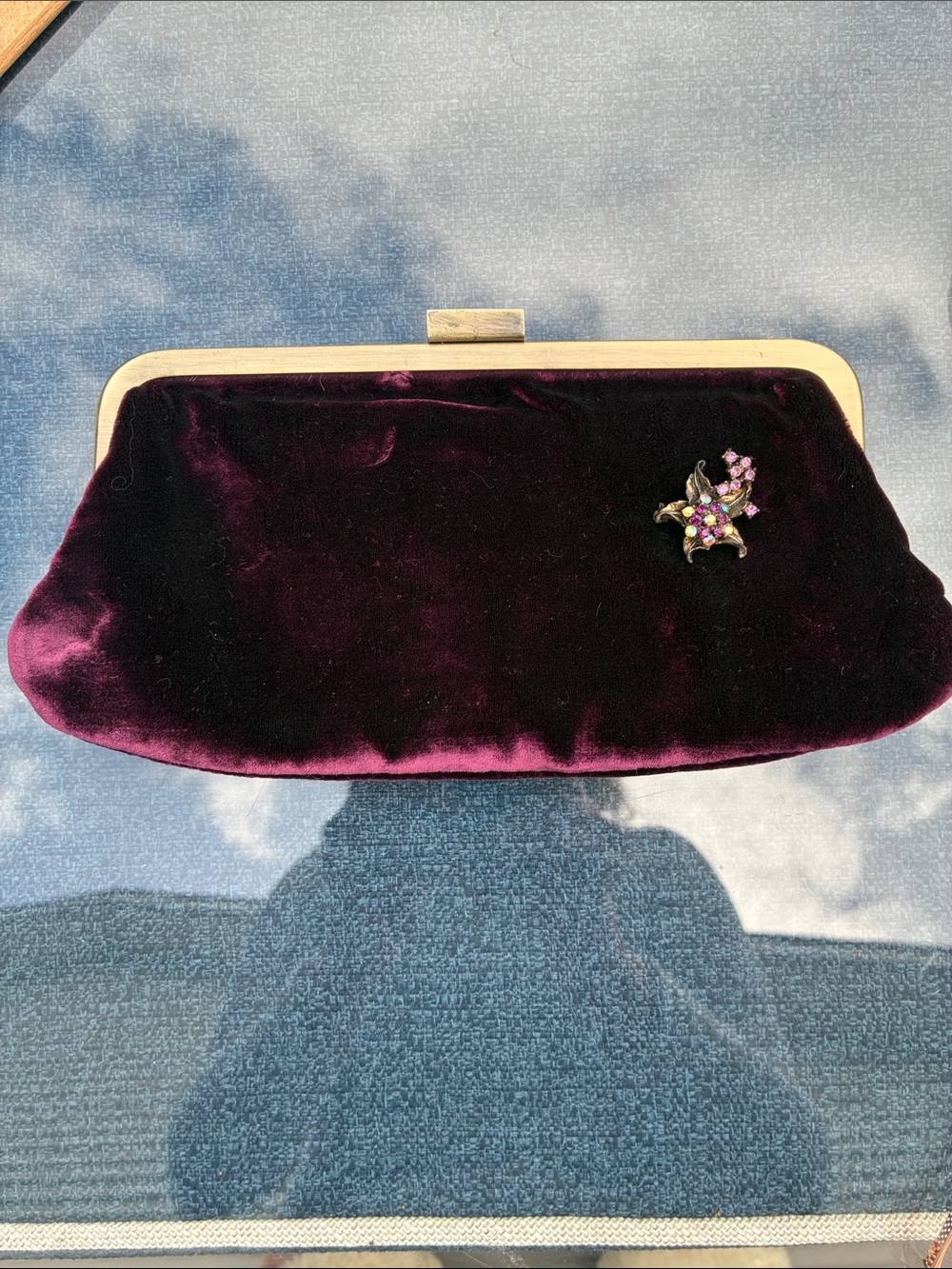 Phase eight Velvet Purple Evening Clutch Handbag - great condition